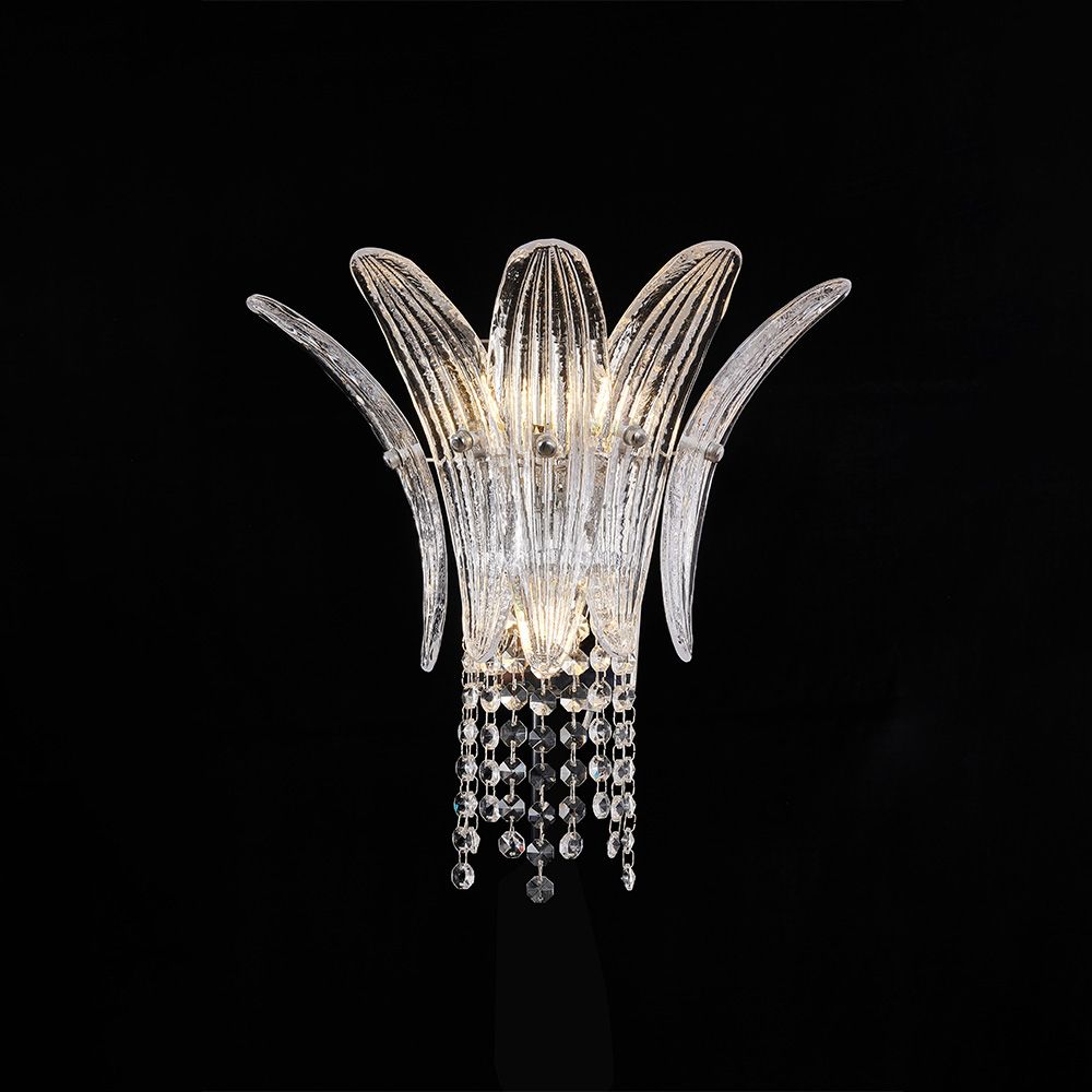 Florio Wall Sconce – Metal, Glass & Crystal – Clear - Silver – W27xH28 cm