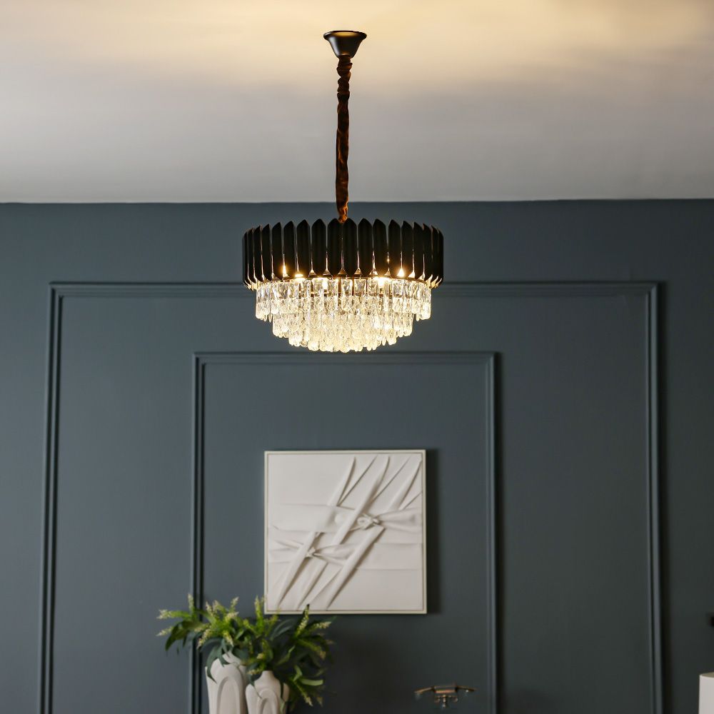 Lille 11-Light Chandelier – Crystal & Metal – Clear - Black – D60xW60 cm