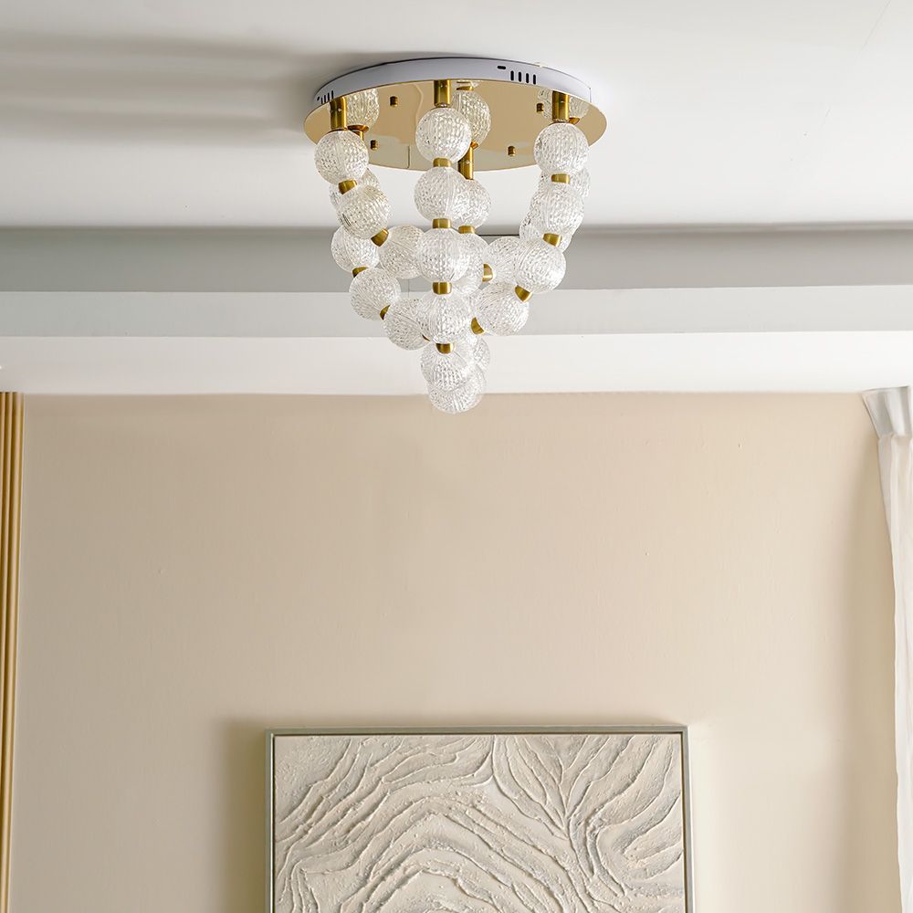 Rochelle LED Chandelier-Metal+Acrylic-Gold-60x60xH150