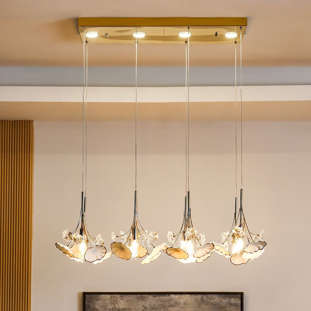 Roma LED Chandelier-Ceramic+Metal+Crystal-D60xH120xW60-Golden