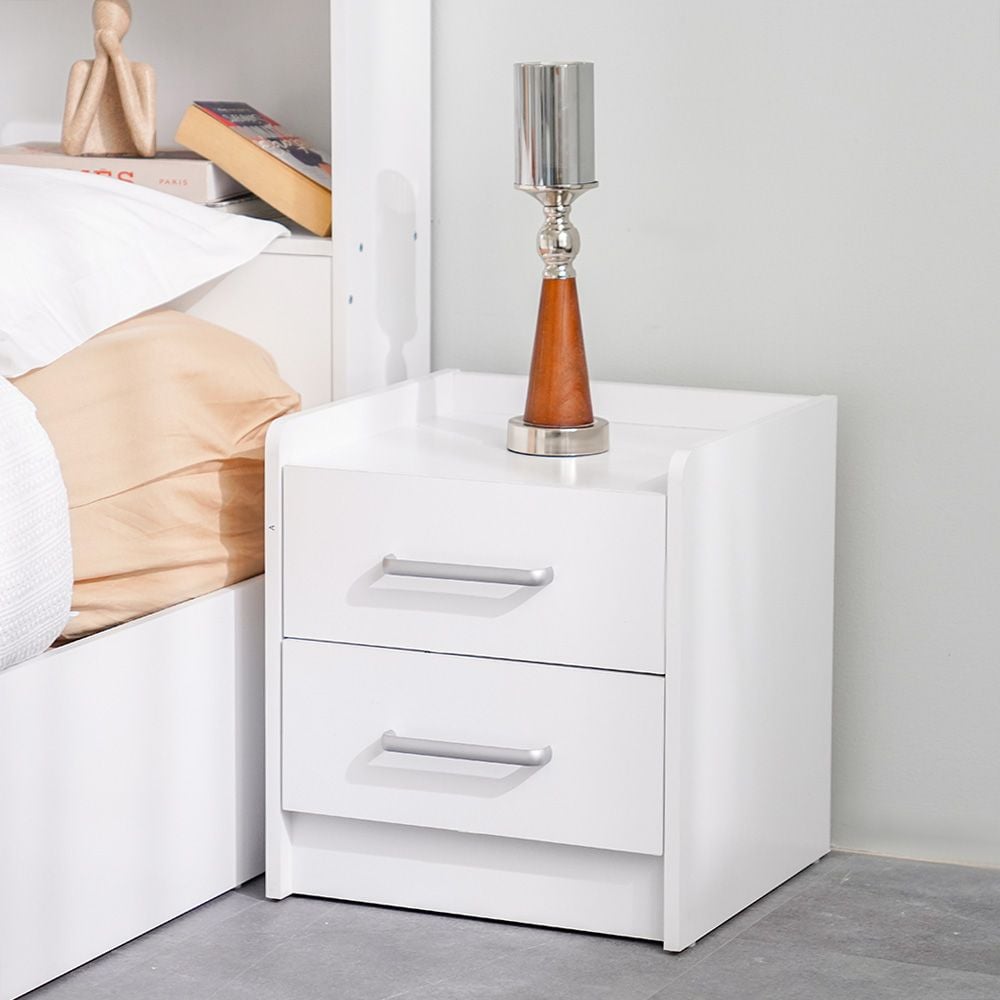 Supreme 2-Drawer Nightstand-White-With 2-Year Warranty