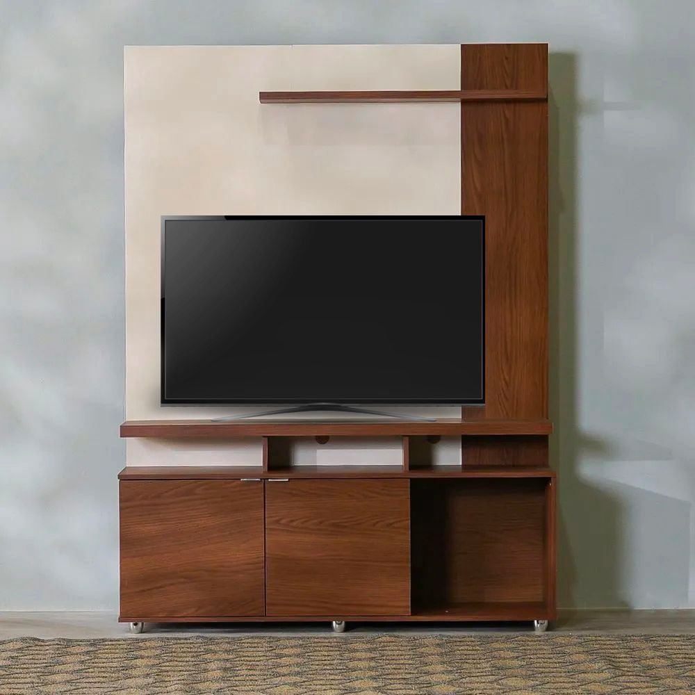 Lugo Home Theater for TVs up to 55 Inches-Walnut/Off White-With 2-Year Warranty