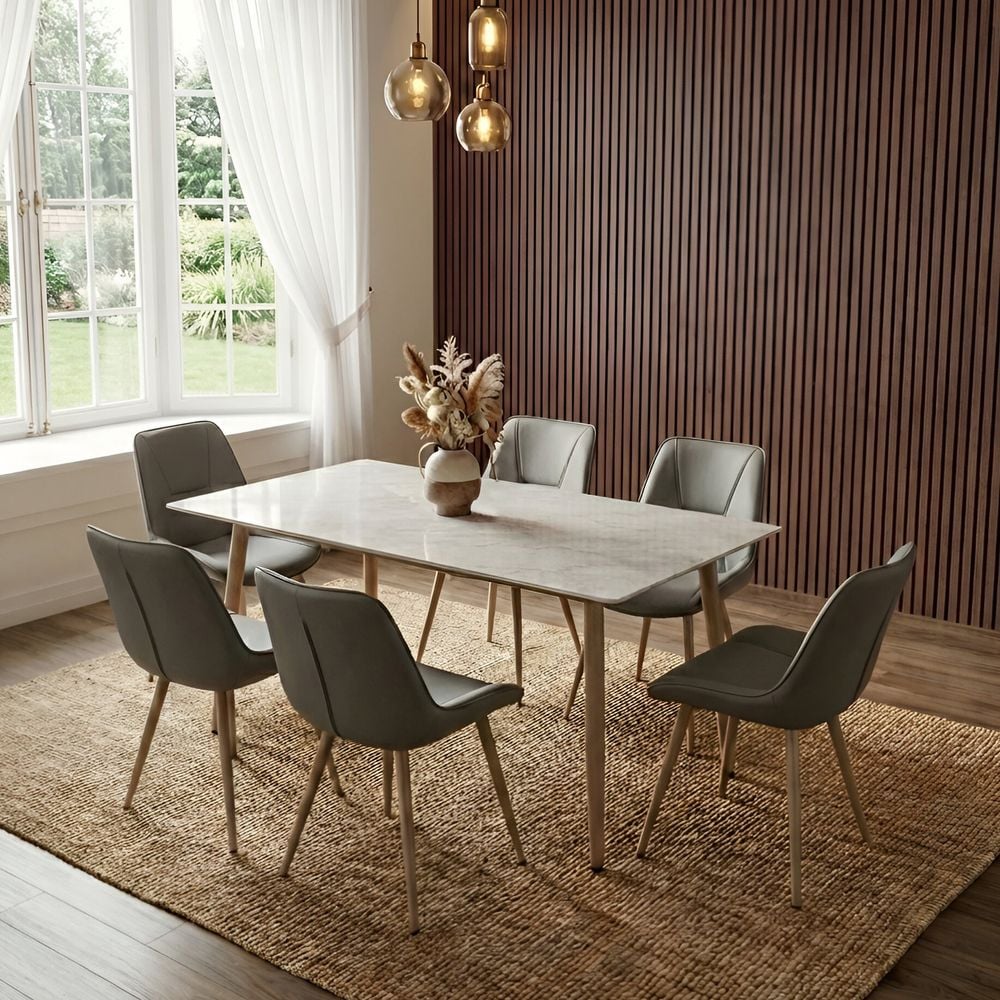 Neto 1+6 Ceramic Dining set- Grey