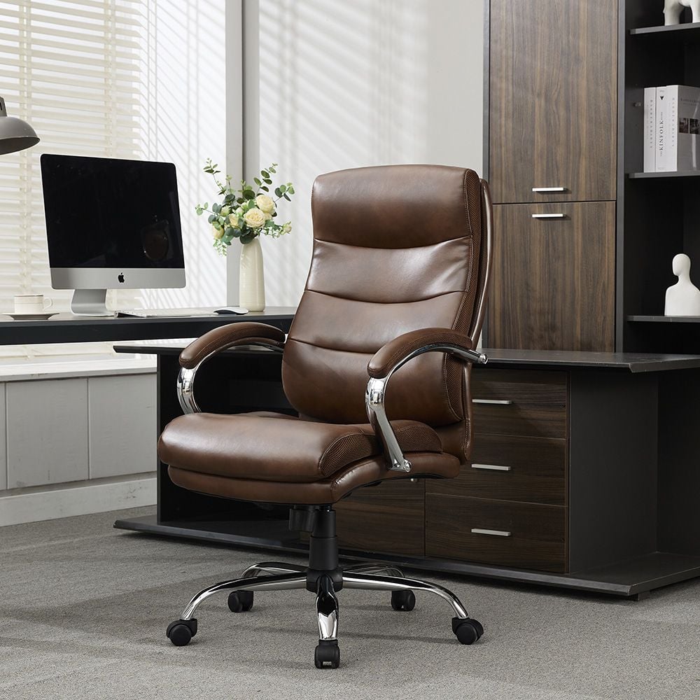 Harland High Back Office Chair - Dark Brown - With 2-Year Warranty