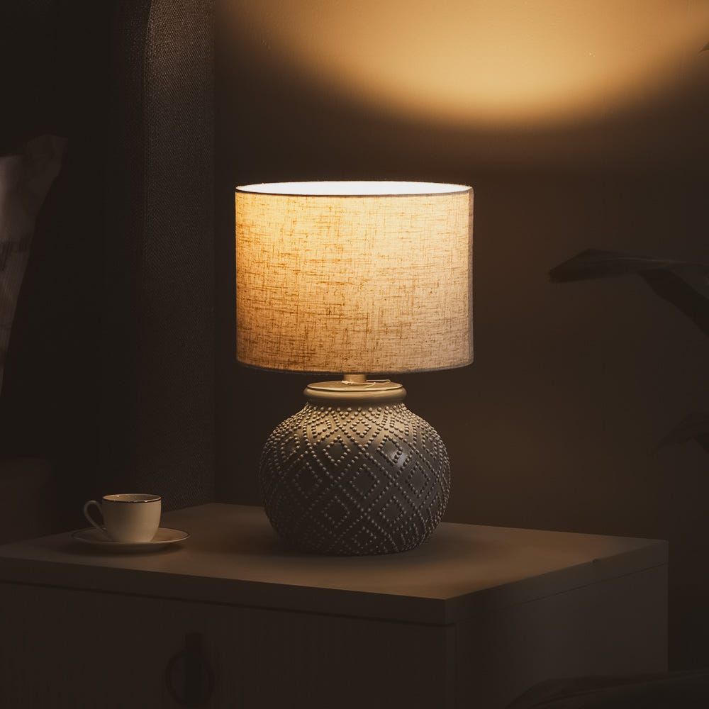 Jonathan Ceramic Table Lamp In Grey Glaze