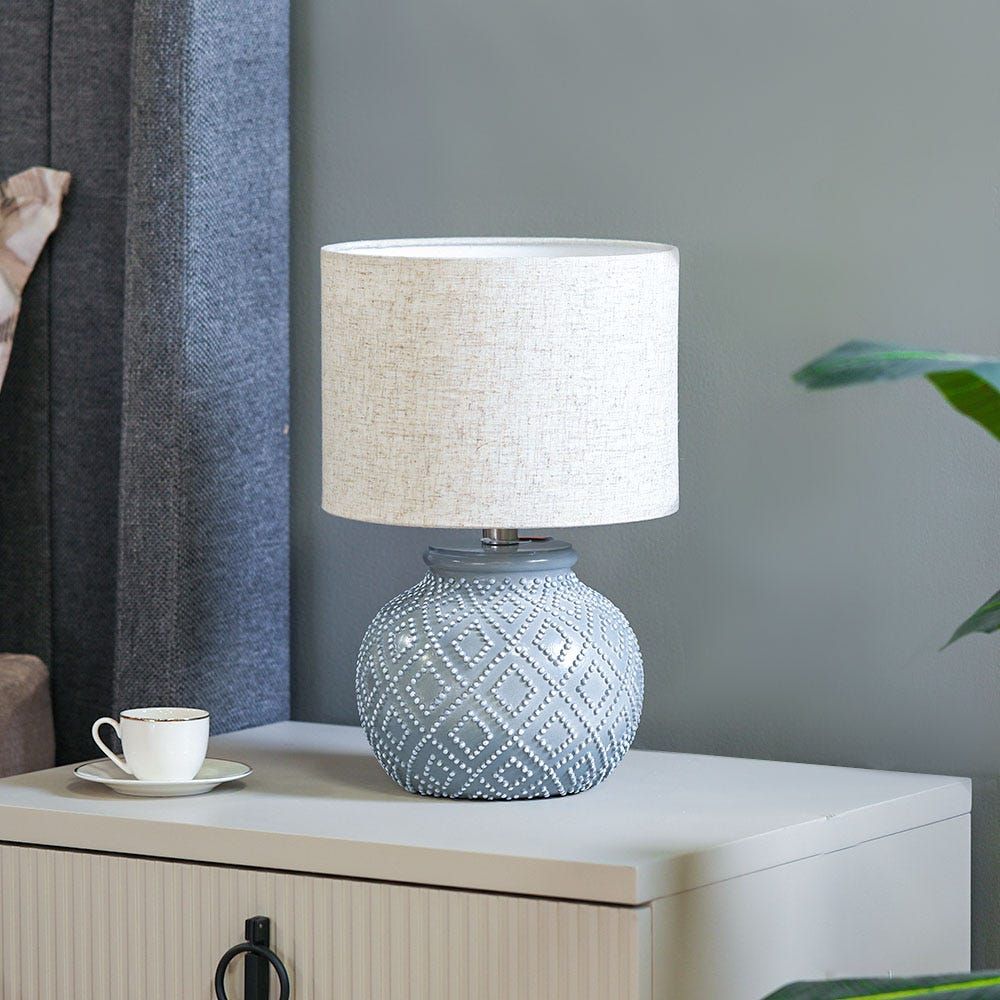 Jonathan Ceramic Table Lamp In Grey Glaze
