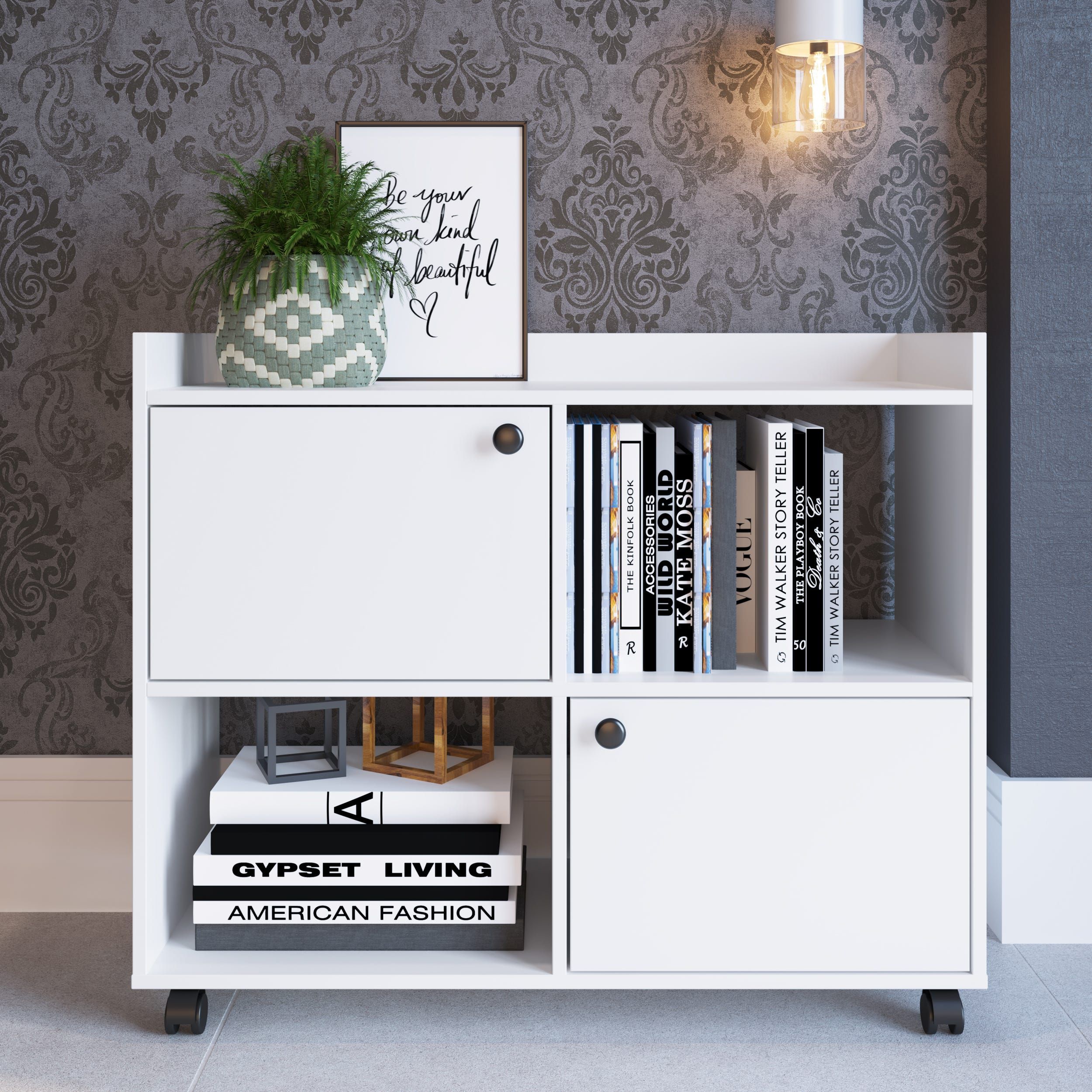 Lairon 2-Door Cabinet-White-With 2-Year Warranty