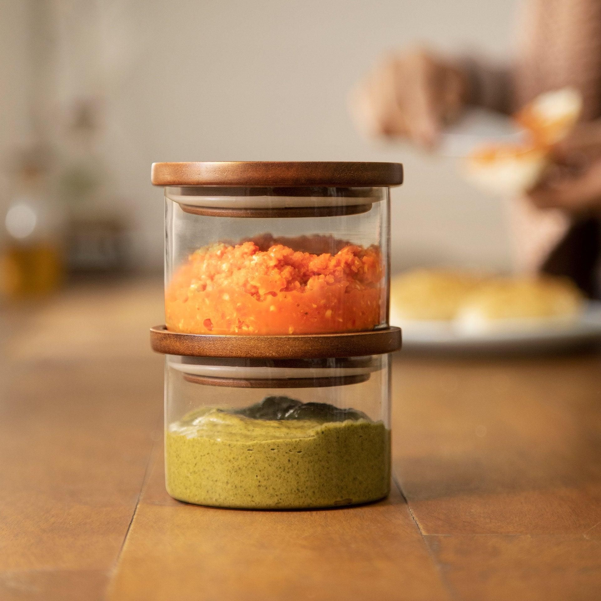 Sample Jars Stackable Buy Stackable Glass Jars Set Of 2 Online | Danube Home UAE