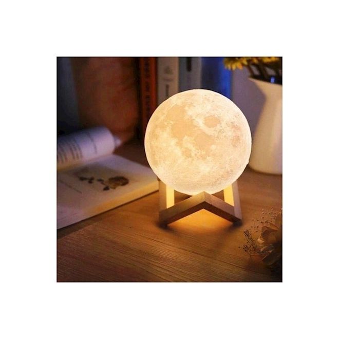 Buy Moon Shape 3D Printed LED Lamp White/Beige 15Cm Online | Danube ...