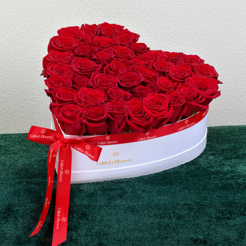 35 Red Roses Buy Heart 35 Red Roses With Teddy 50cm Online | Danube Home UAE