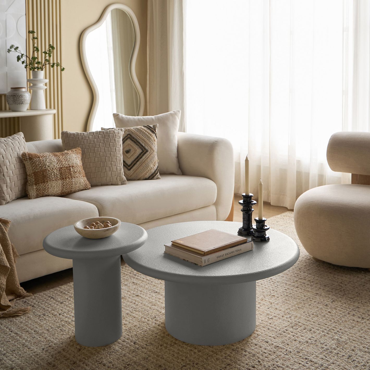 اشترِ Sway 2-Piece Coffee Table Set – Modern Round Nesting Center ...