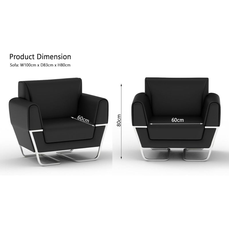 Buy Mahmayi PU Leatherette Single Seater Black Casual Leather Sofa 