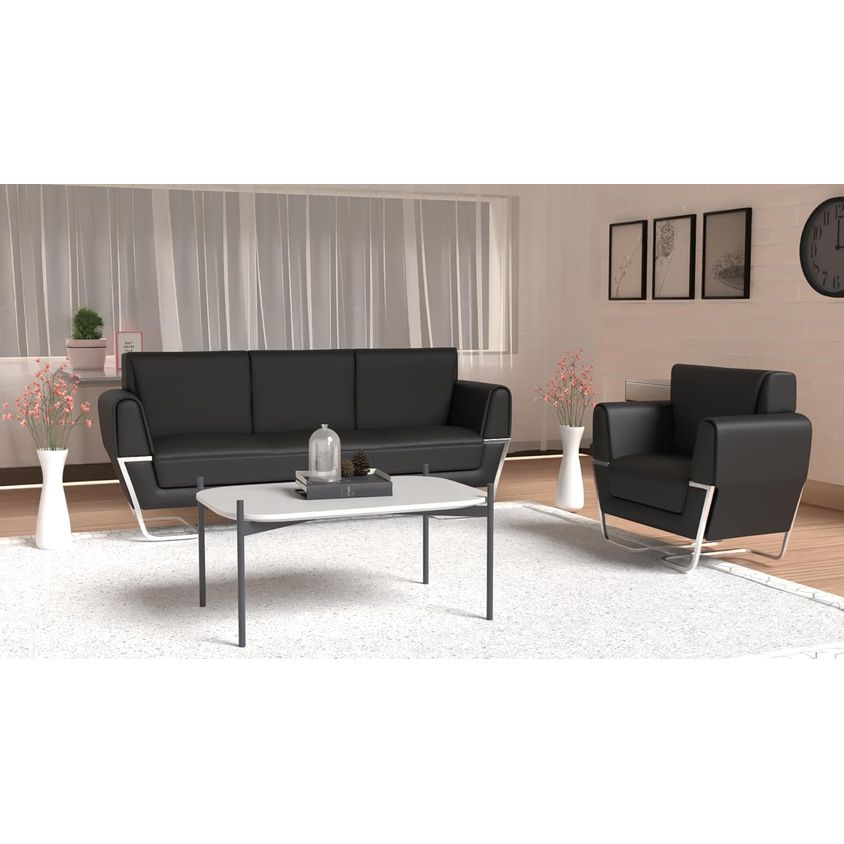 Buy Mahmayi PU Leatherette Single Seater Black Casual Leather Sofa 